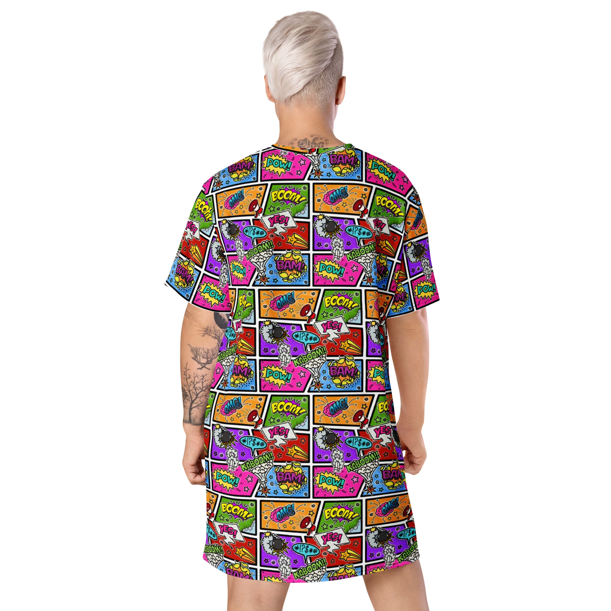 Unisex Multi-wear Tee Dress - 'Comic Chaos'