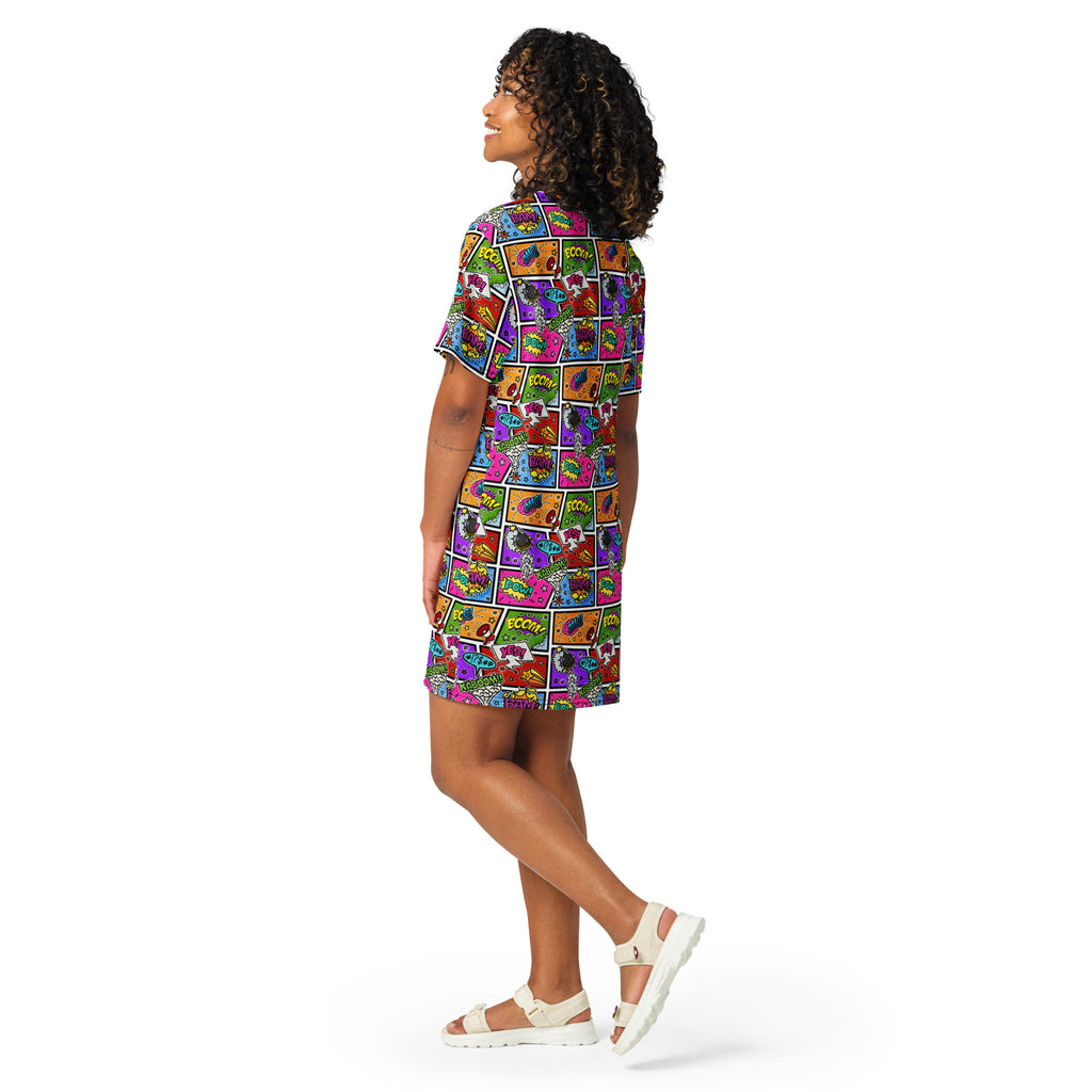 Unisex Multi-wear Tee Dress - 'Comic Chaos'