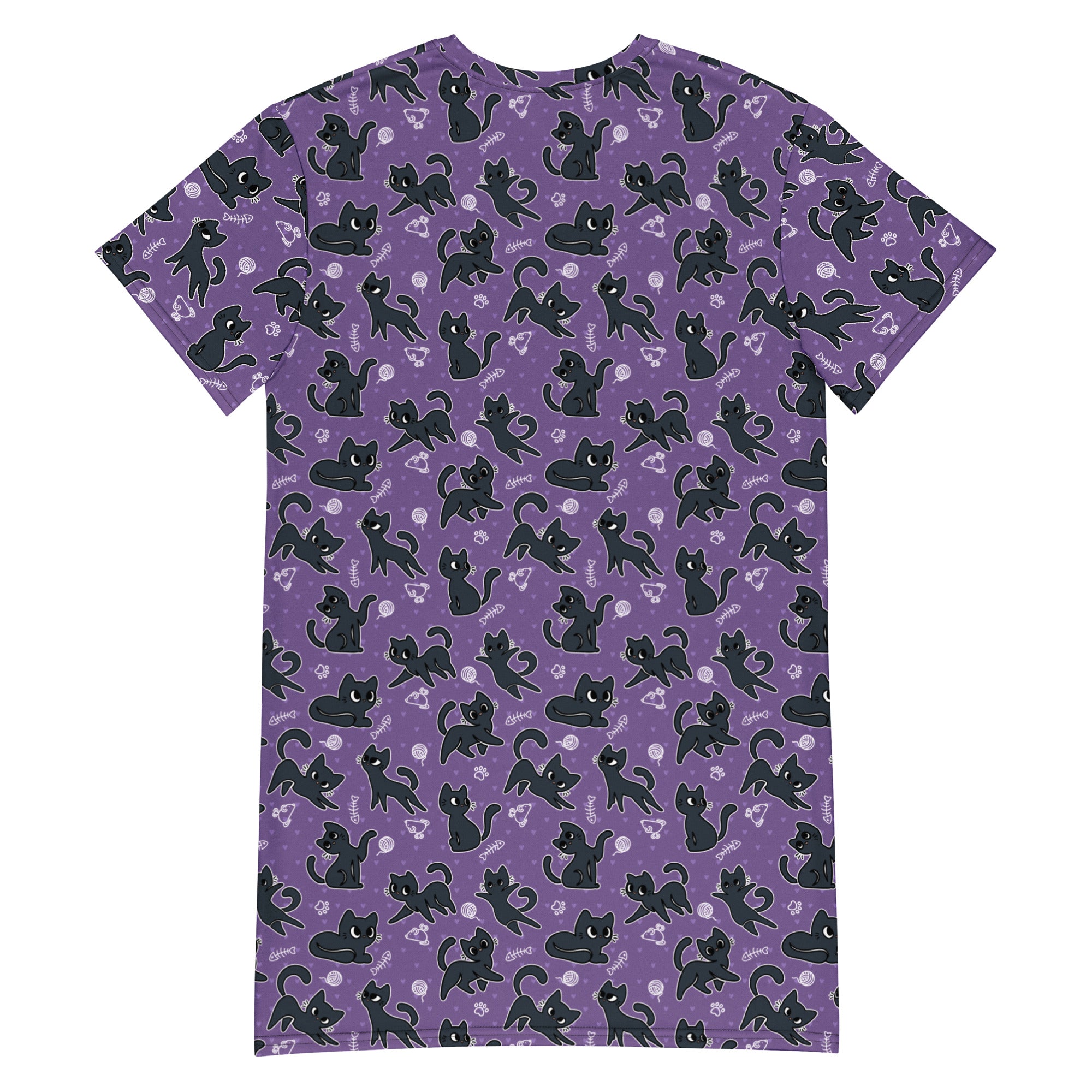 Unisex Multi-wear Tee Dress - 'Purrple Playtime'