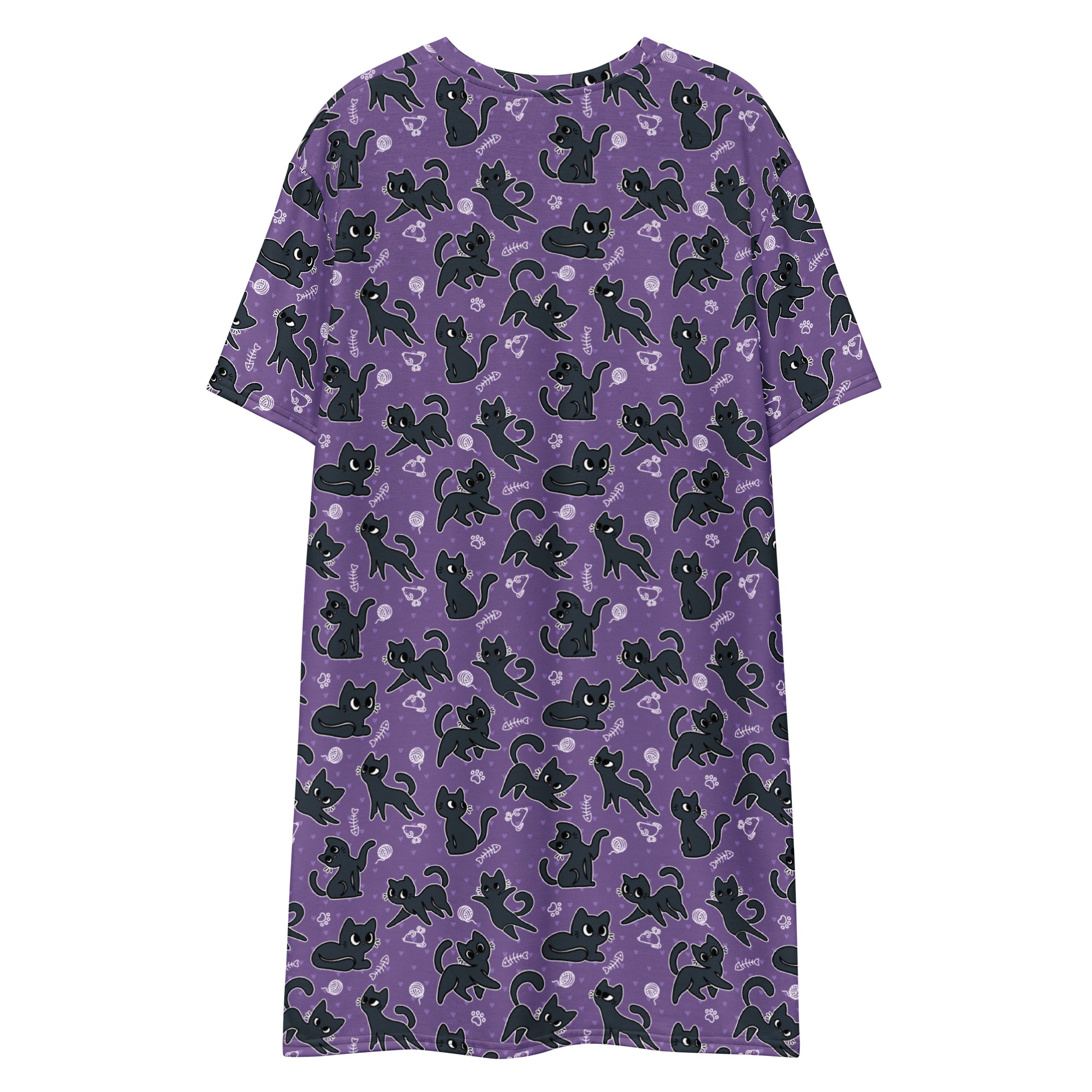 Unisex Multi-wear Tee Dress - 'Purrple Playtime'