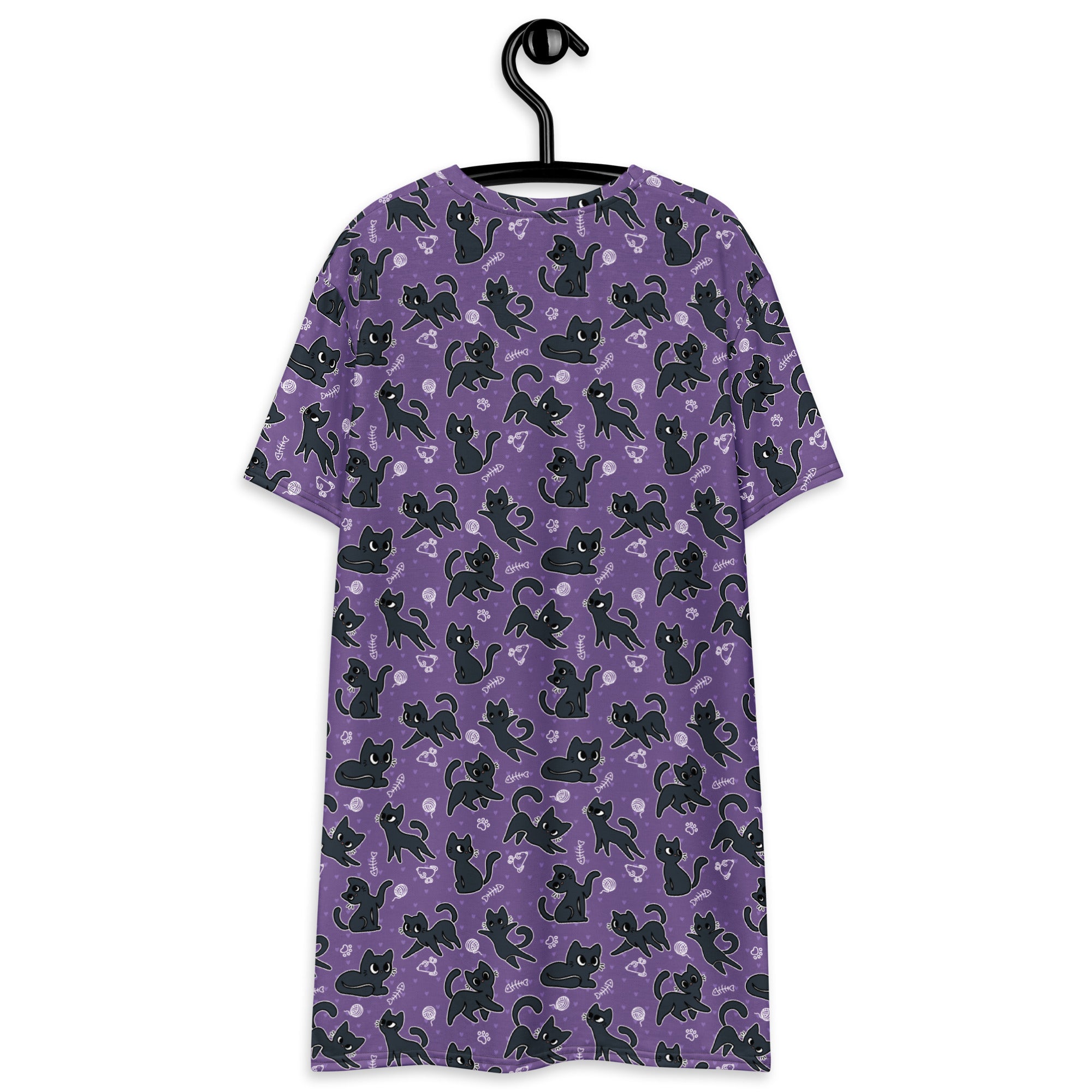 Unisex Multi-wear Tee Dress - 'Purrple Playtime'