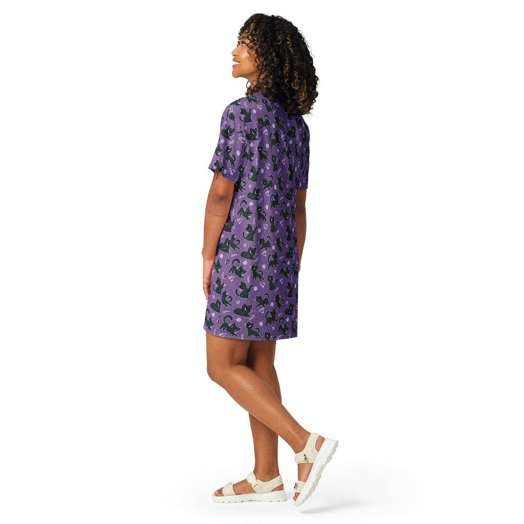 Unisex Multi-wear Tee Dress - 'Purrple Playtime'