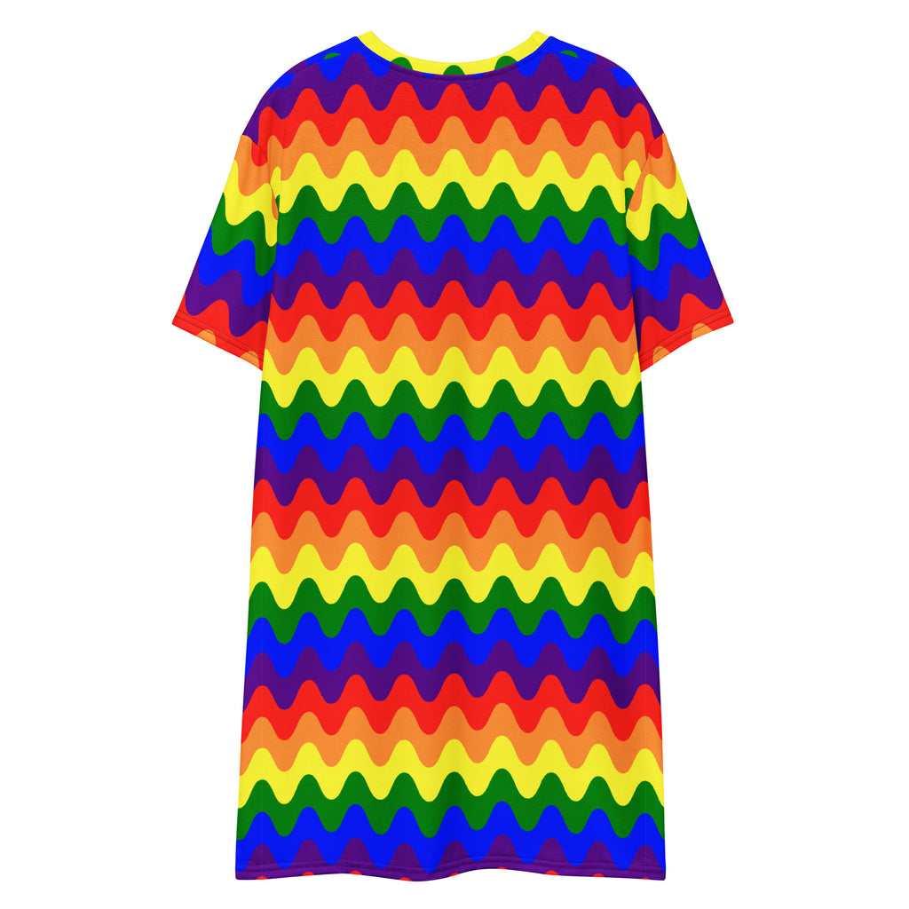 Unisex Multi-wear Tee Dress - 'Rainbow Waves'