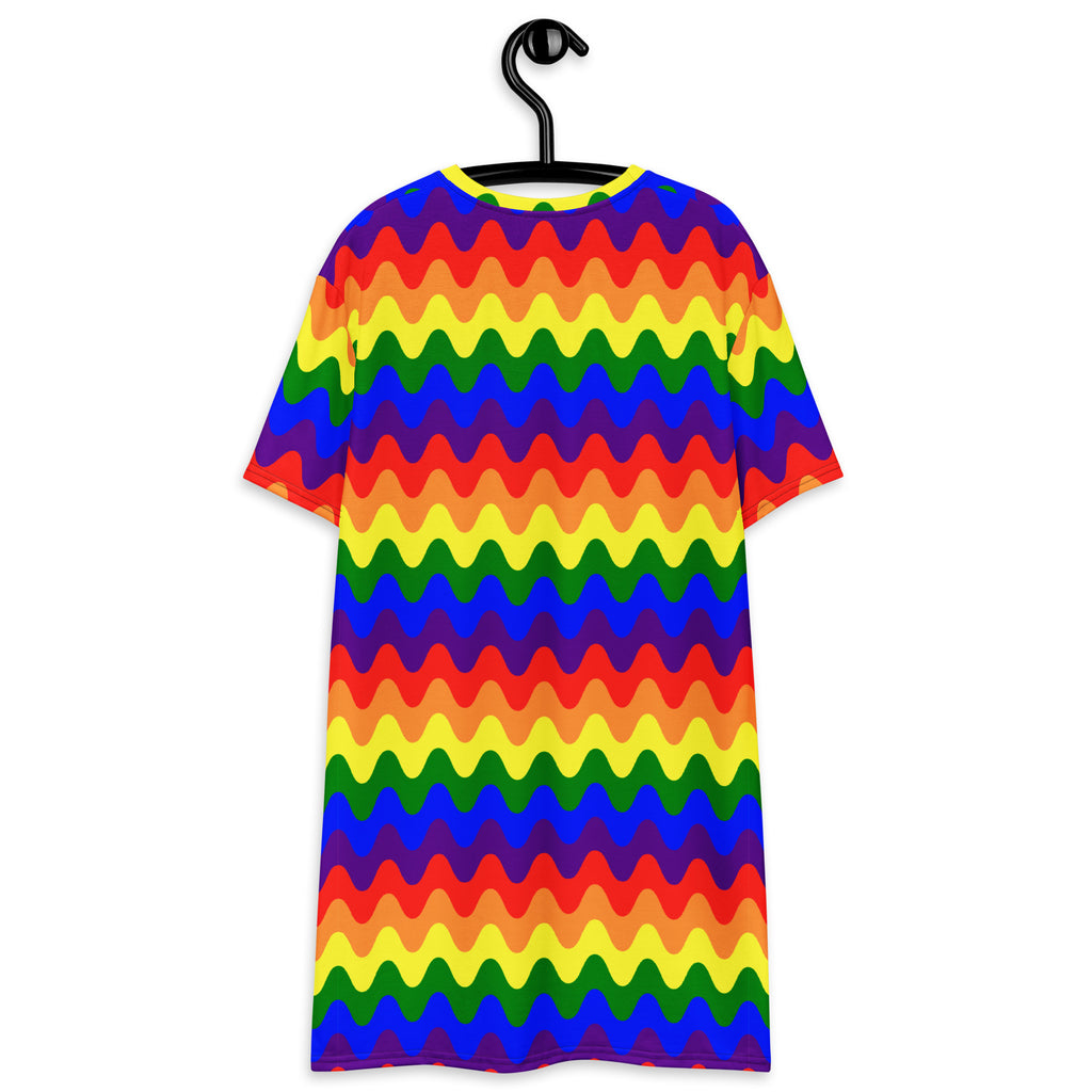 Unisex Multi-wear Tee Dress - 'Rainbow Waves'