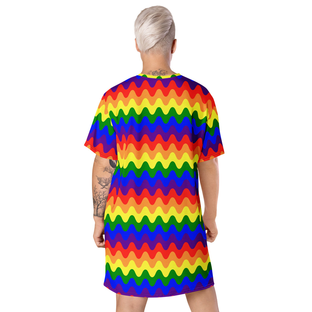 Unisex Multi-wear Tee Dress - 'Rainbow Waves'
