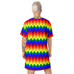 Unisex Multi-wear Tee Dress - 'Rainbow Waves'