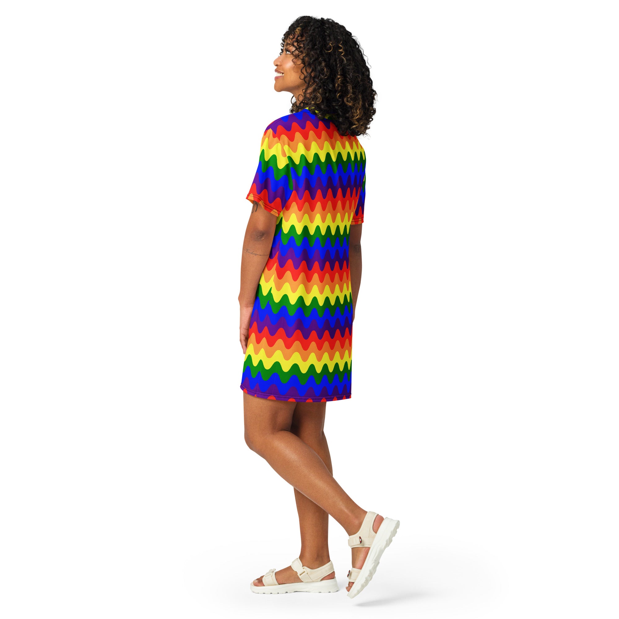 Unisex Multi-wear Tee Dress - 'Rainbow Waves'