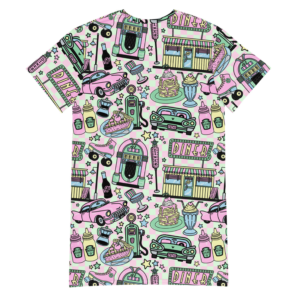 Unisex Multi-wear Tee Dress - 'Bubblegum Diner'