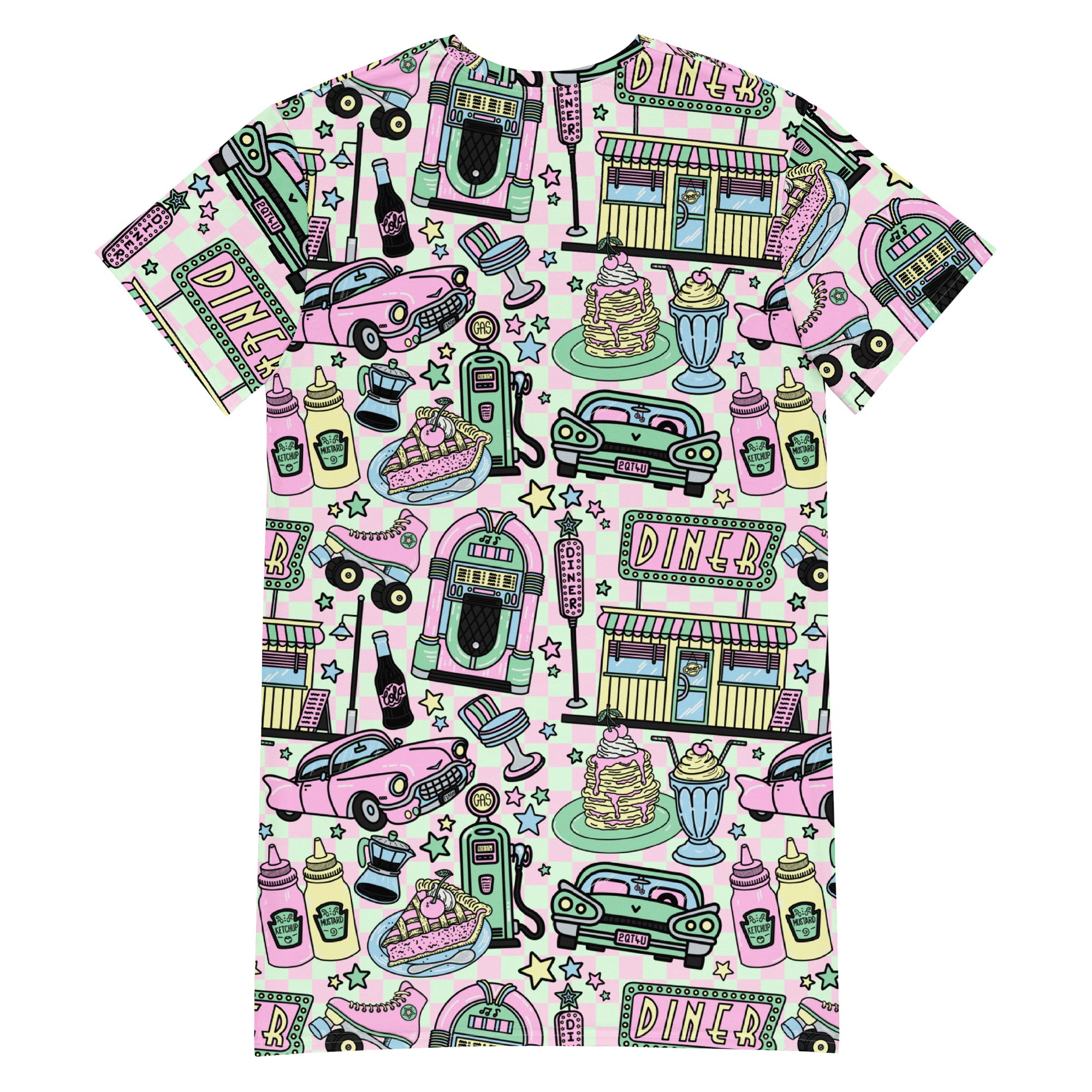 Unisex Multi-wear Tee Dress - 'Bubblegum Diner'