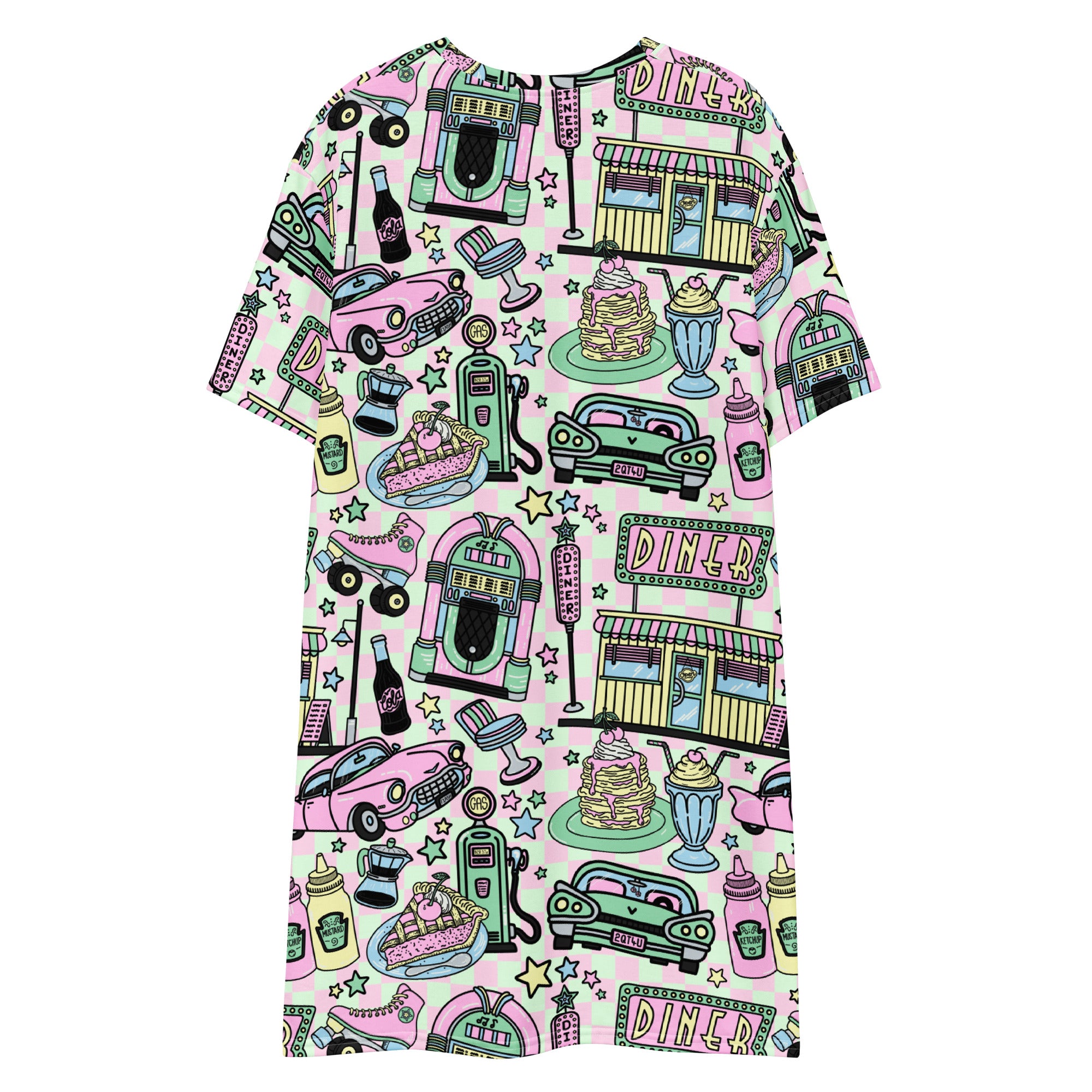 Unisex Multi-wear Tee Dress - 'Bubblegum Diner'