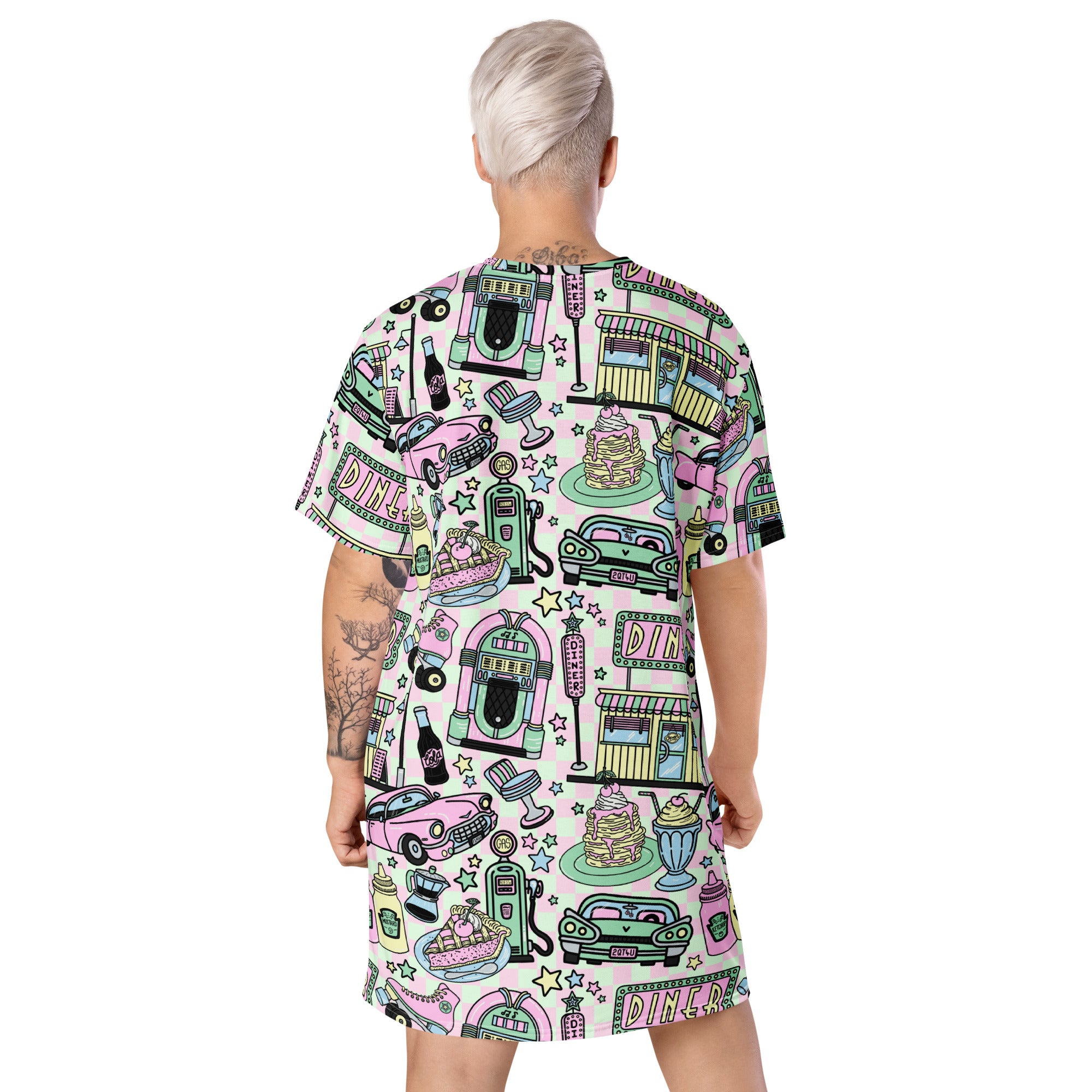Unisex Multi-wear Tee Dress - 'Bubblegum Diner'