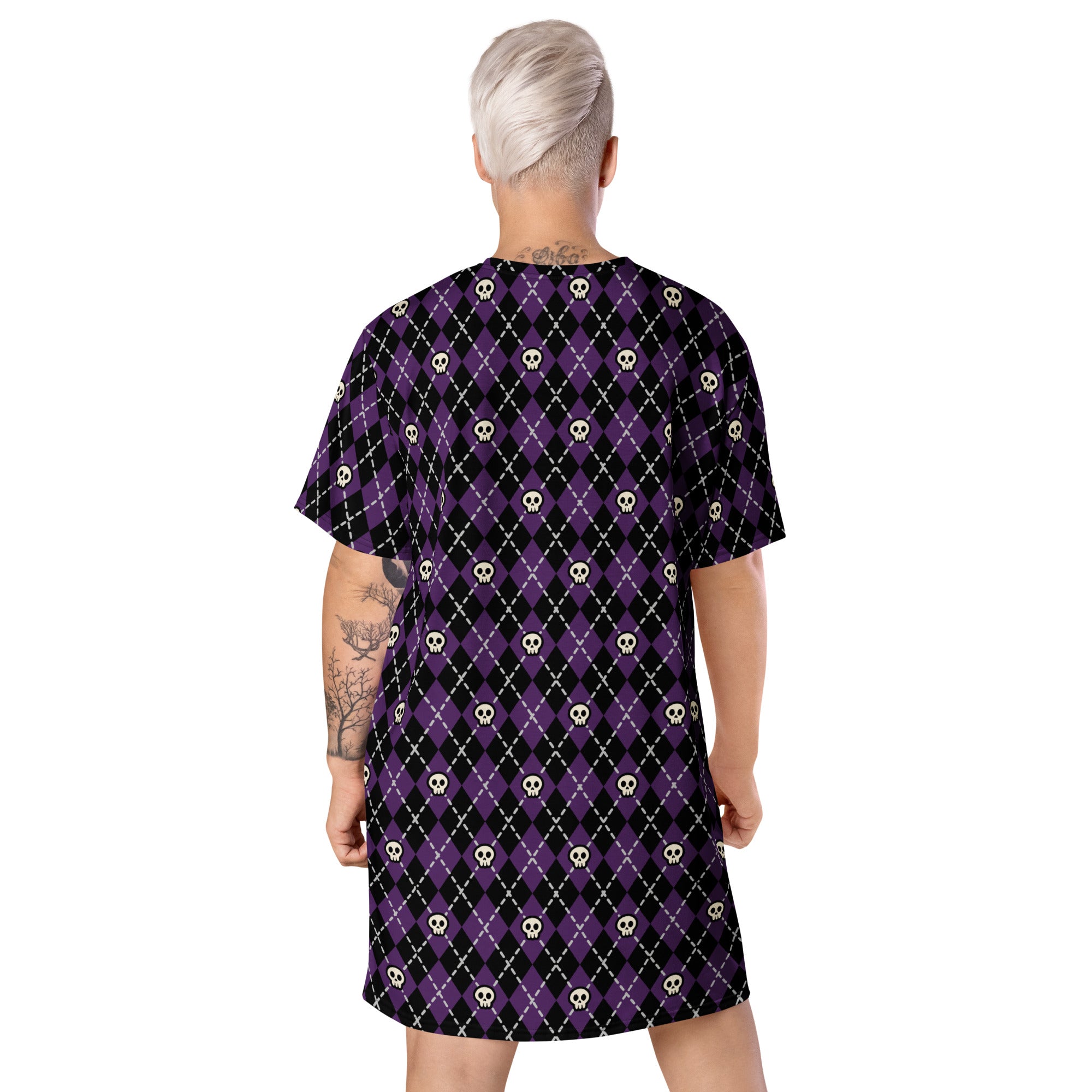 Unisex Multi-wear Tee Dress - 'Diamond Skulls'