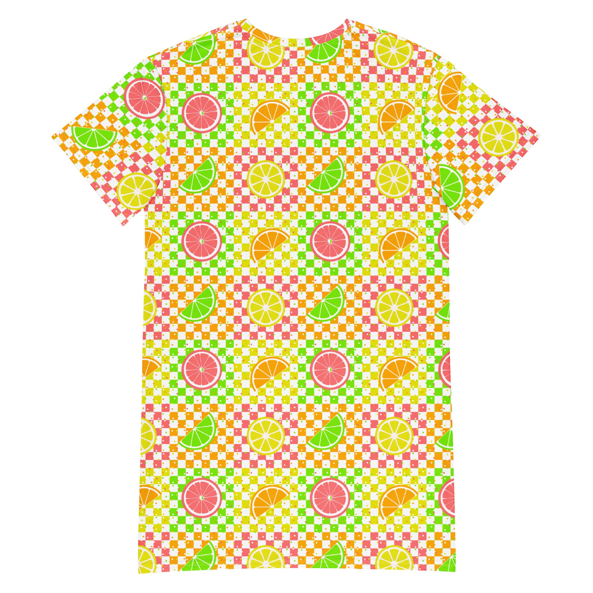 Unisex Multi-wear Tee Dress - 'Citrus Squares'