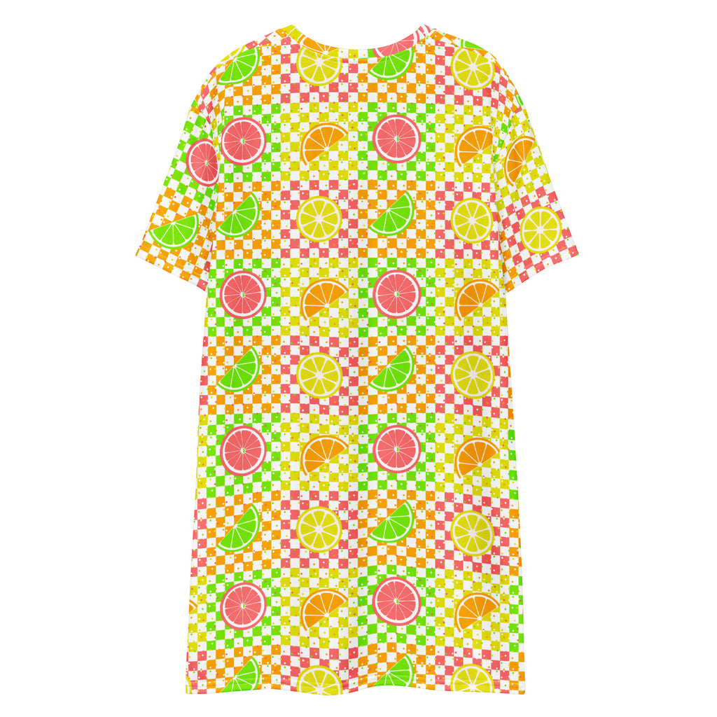 Unisex Multi-wear Tee Dress - 'Citrus Squares'