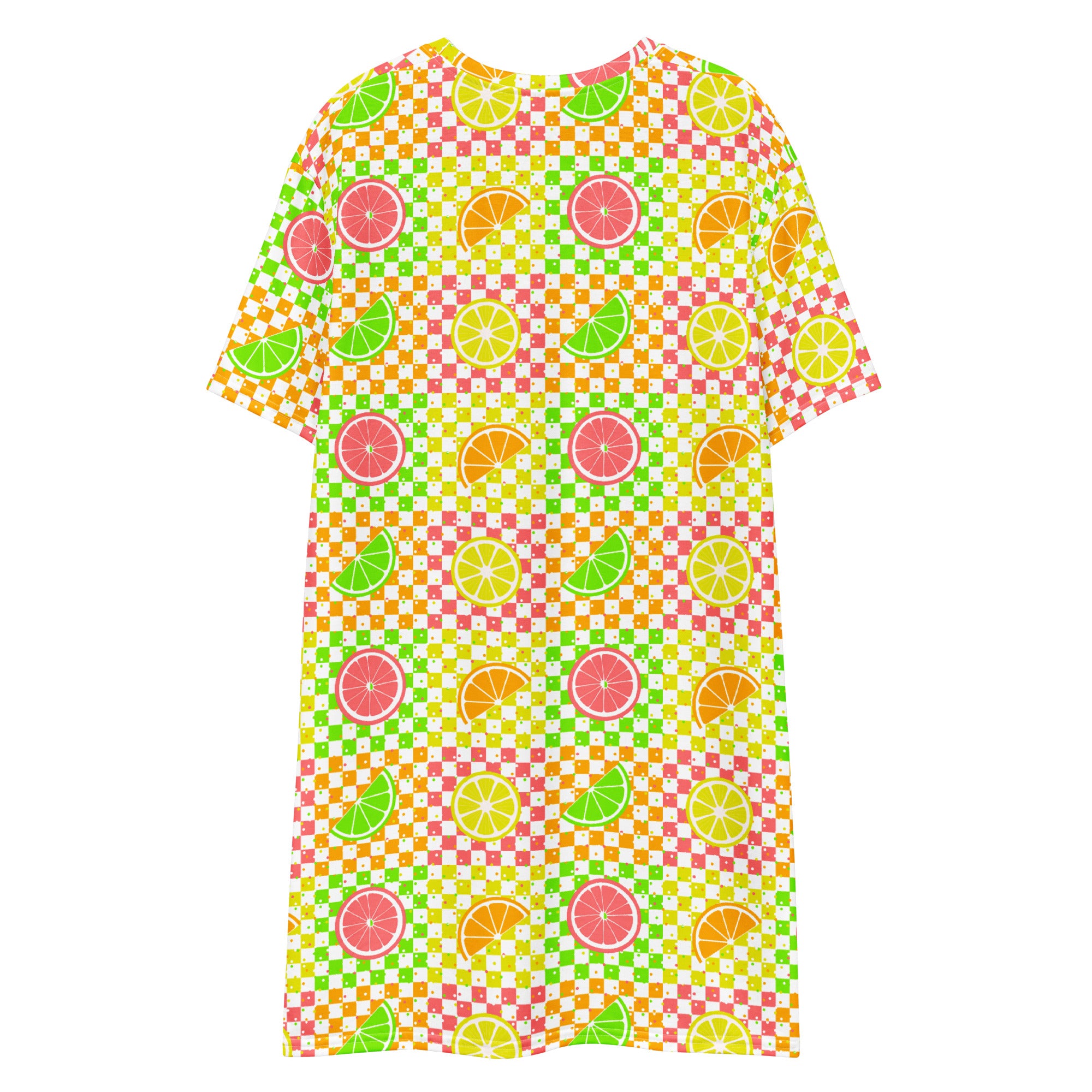 Unisex Multi-wear Tee Dress - 'Citrus Squares'