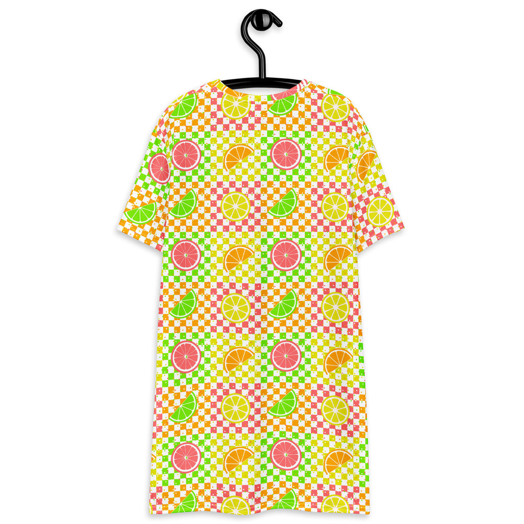 Unisex Multi-wear Tee Dress - 'Citrus Squares'