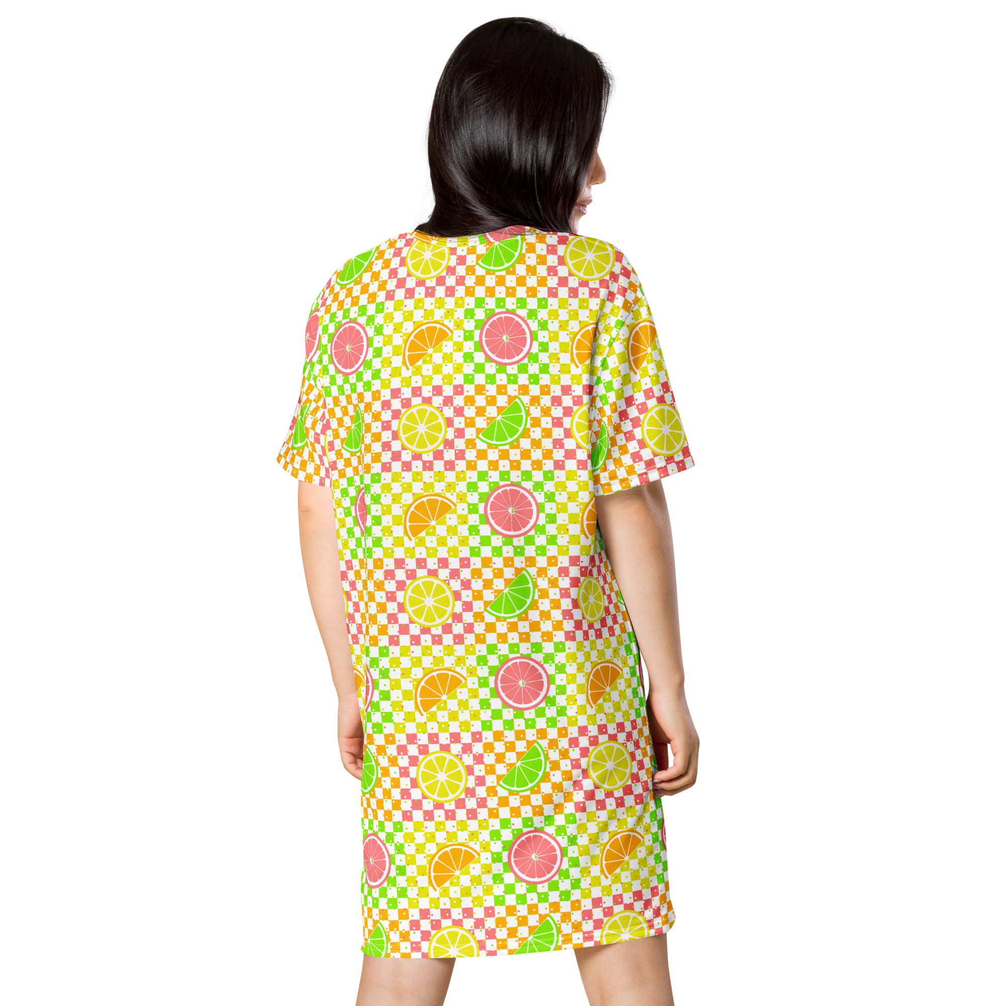 Unisex Multi-wear Tee Dress - 'Citrus Squares'