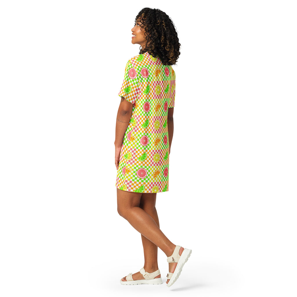 Unisex Multi-wear Tee Dress - 'Citrus Squares'