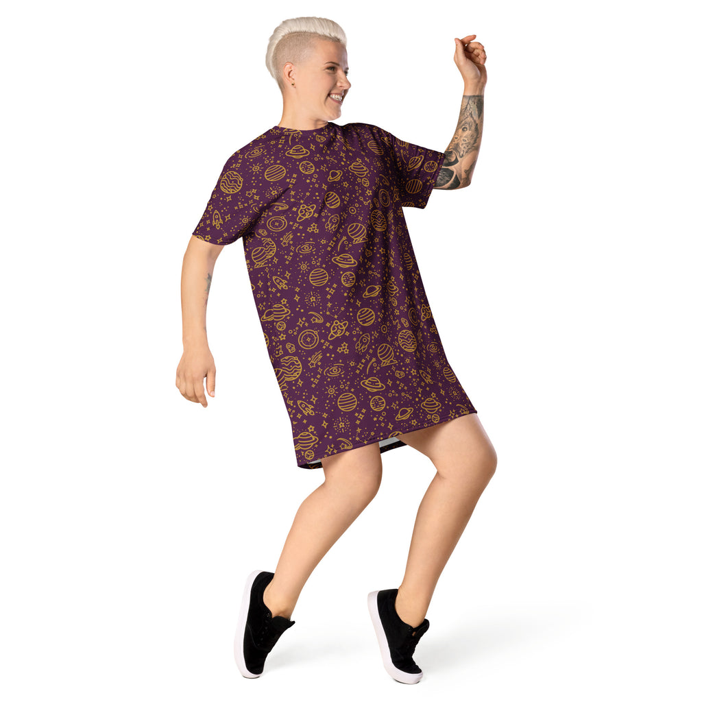 Unisex Multi-wear Tee Dress - 'Galactic Gold'