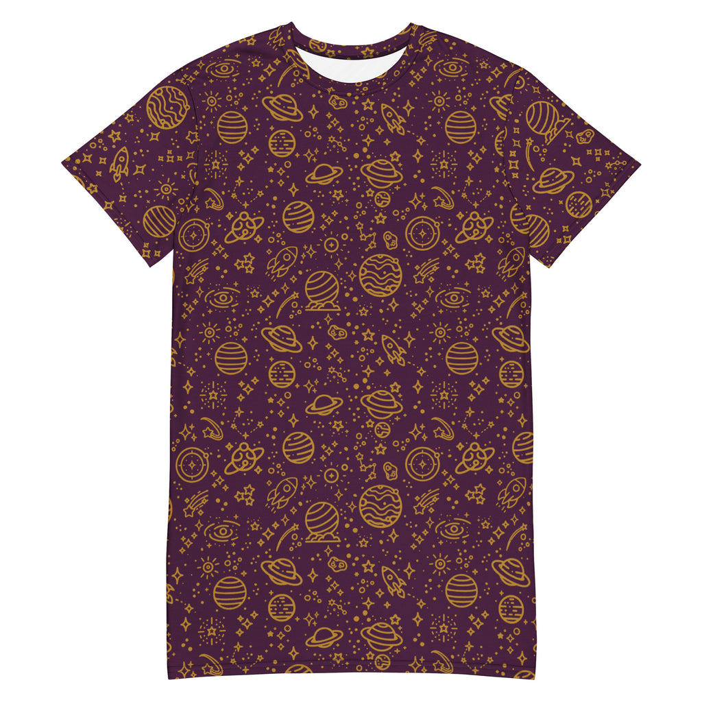 Unisex Multi-wear Tee Dress - 'Galactic Gold' 6XL