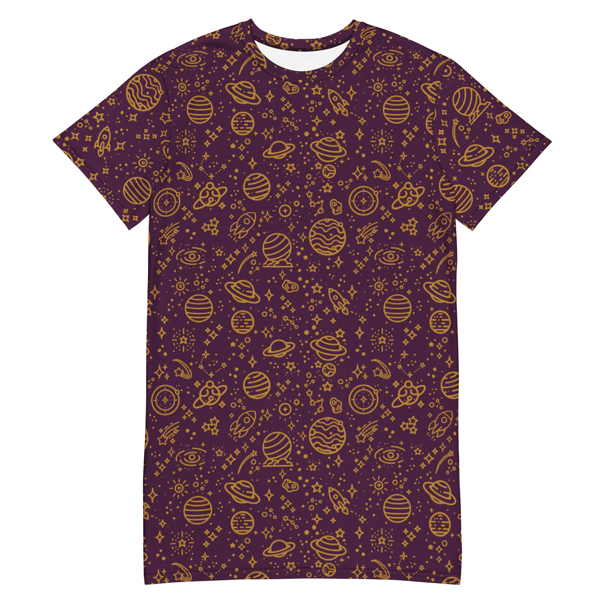 Unisex Multi-wear Tee Dress - 'Galactic Gold' 6XL