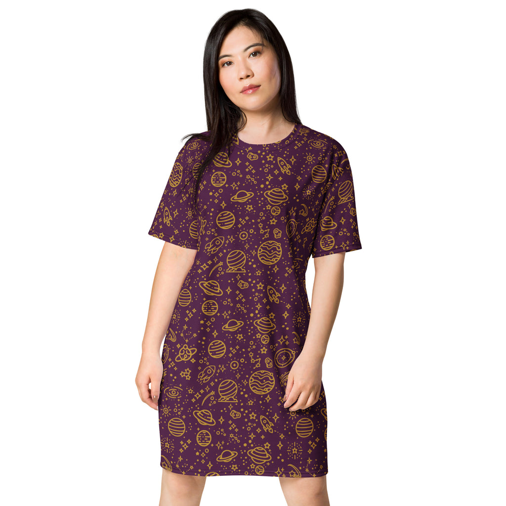 Unisex Multi-wear Tee Dress - 'Galactic Gold'