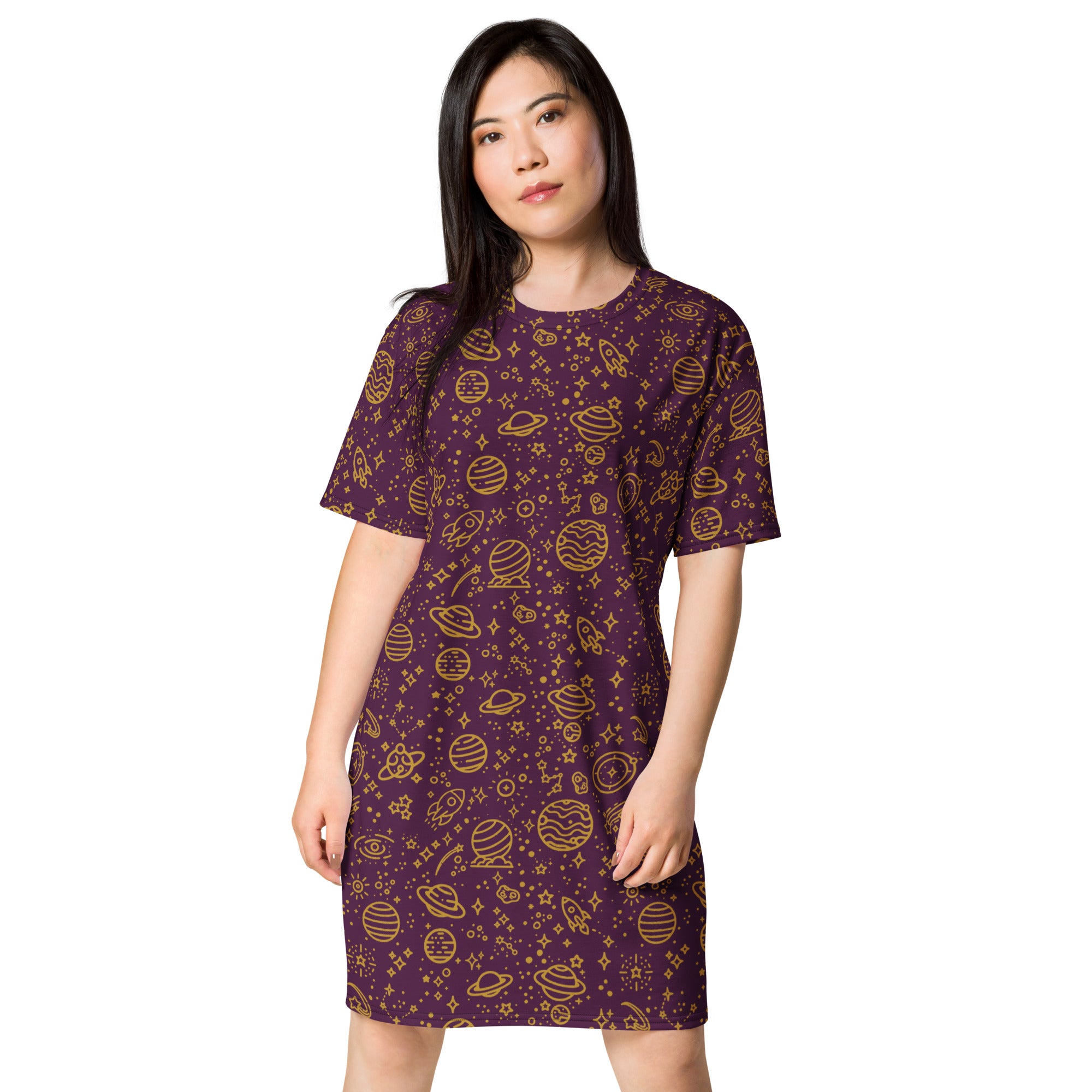 Unisex Multi-wear Tee Dress - 'Galactic Gold'