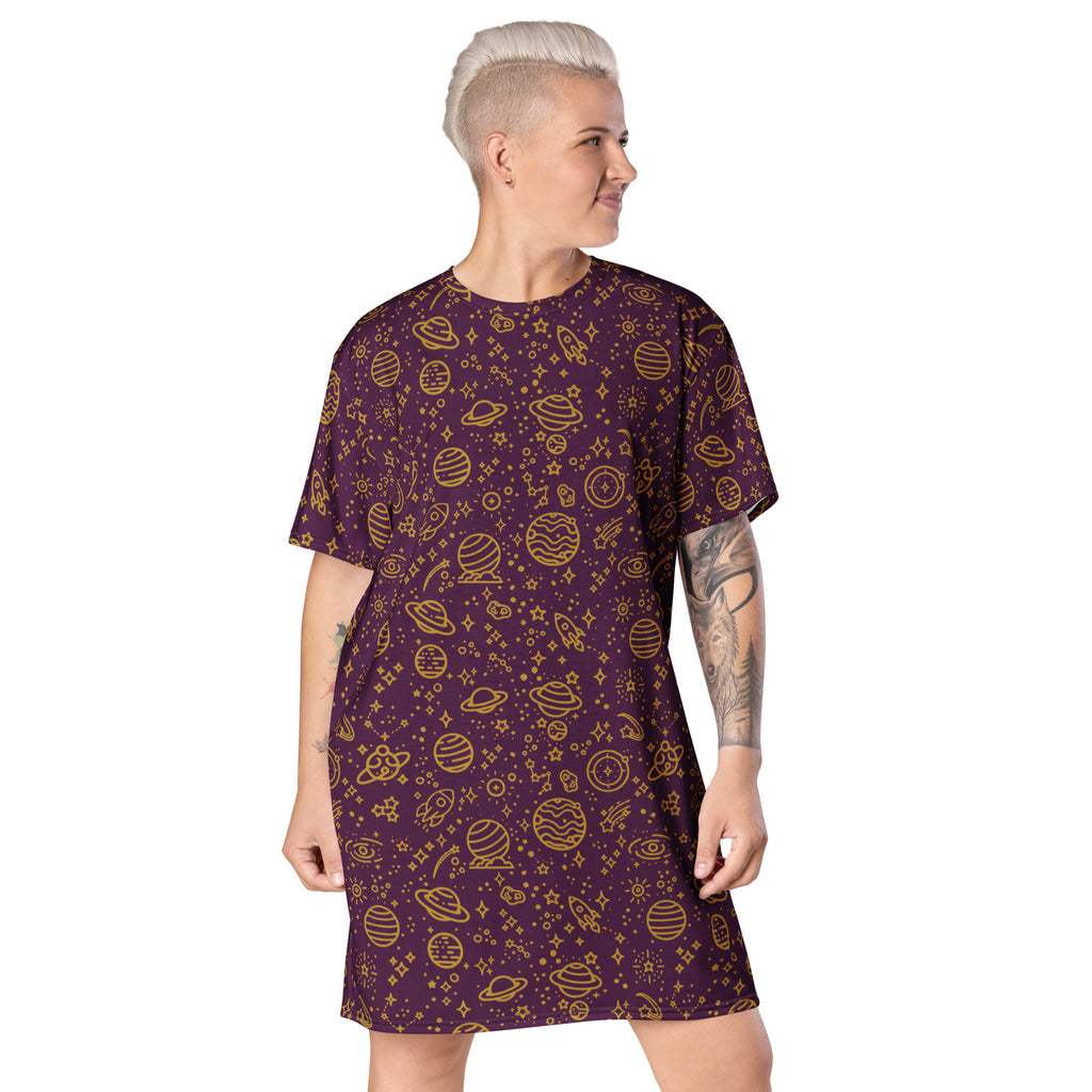 Unisex Multi-wear Tee Dress - 'Galactic Gold'