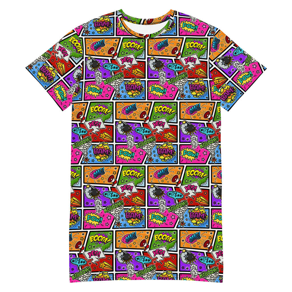Unisex Multi-wear Tee Dress - 'Comic Chaos' 6XL