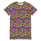 Unisex Multi-wear Tee Dress - 'Comic Chaos' 6XL