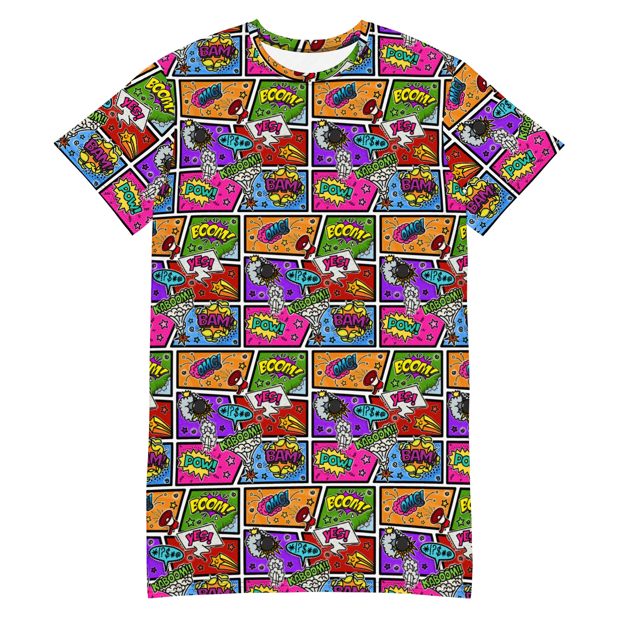 Unisex Multi-wear Tee Dress - 'Comic Chaos' 6XL