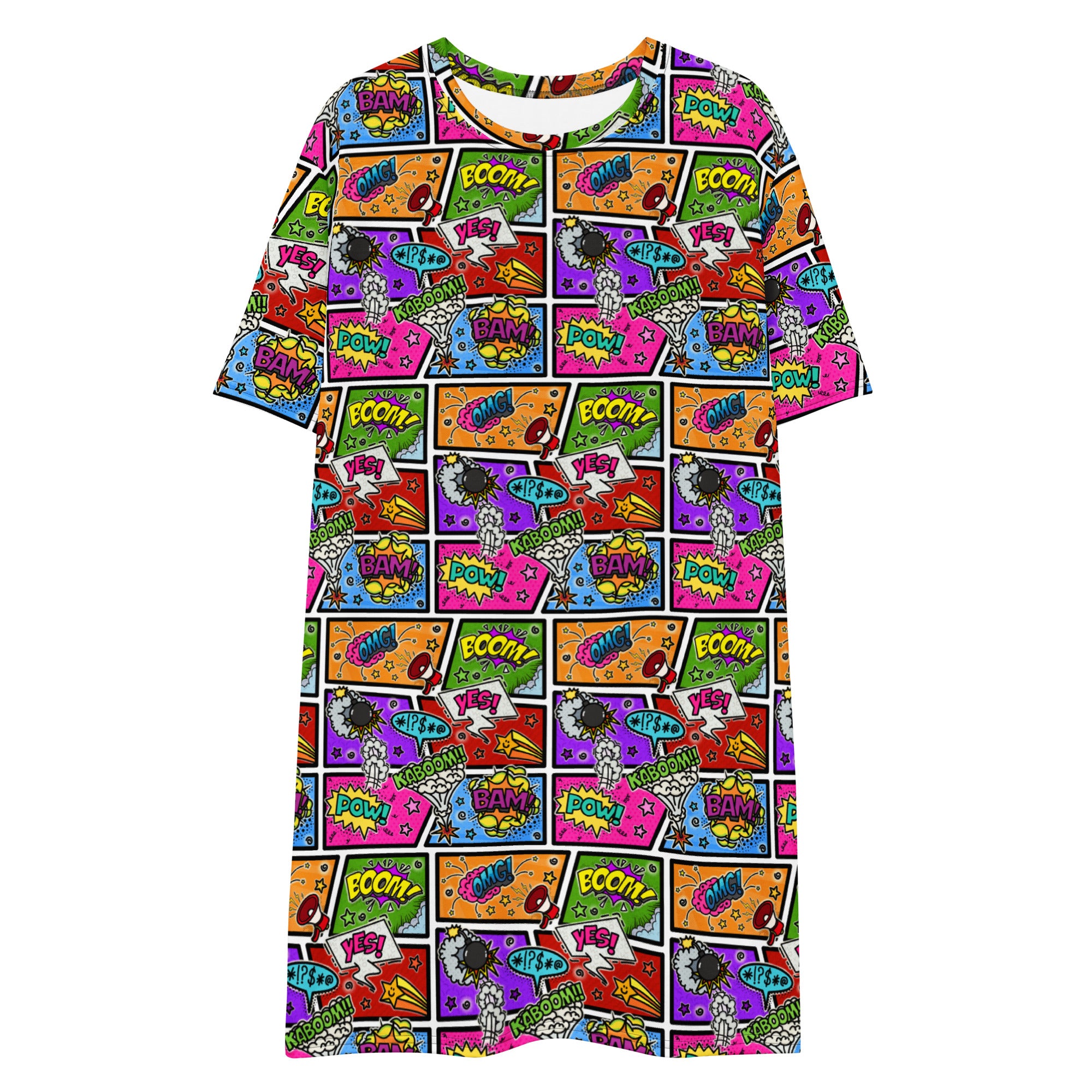 Unisex Multi-wear Tee Dress - 'Comic Chaos'