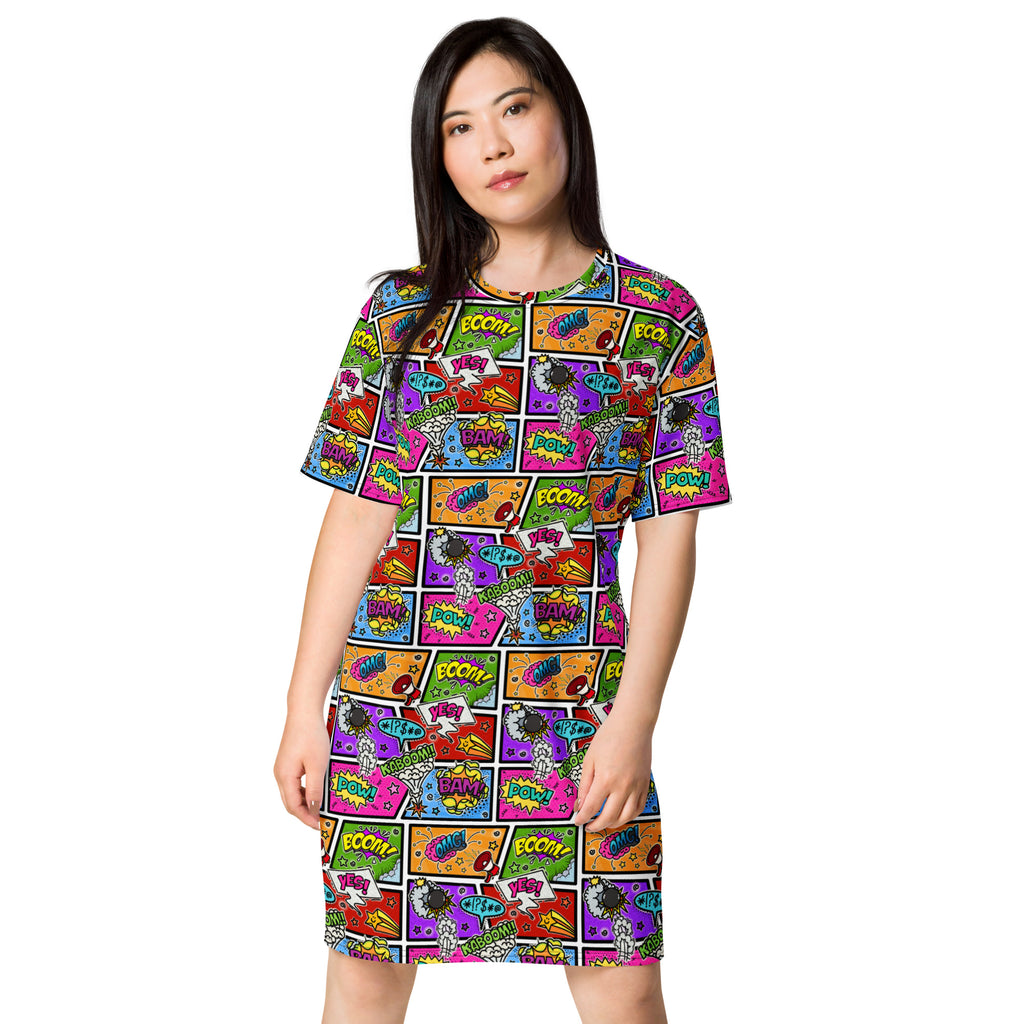 Unisex Multi-wear Tee Dress - 'Comic Chaos'