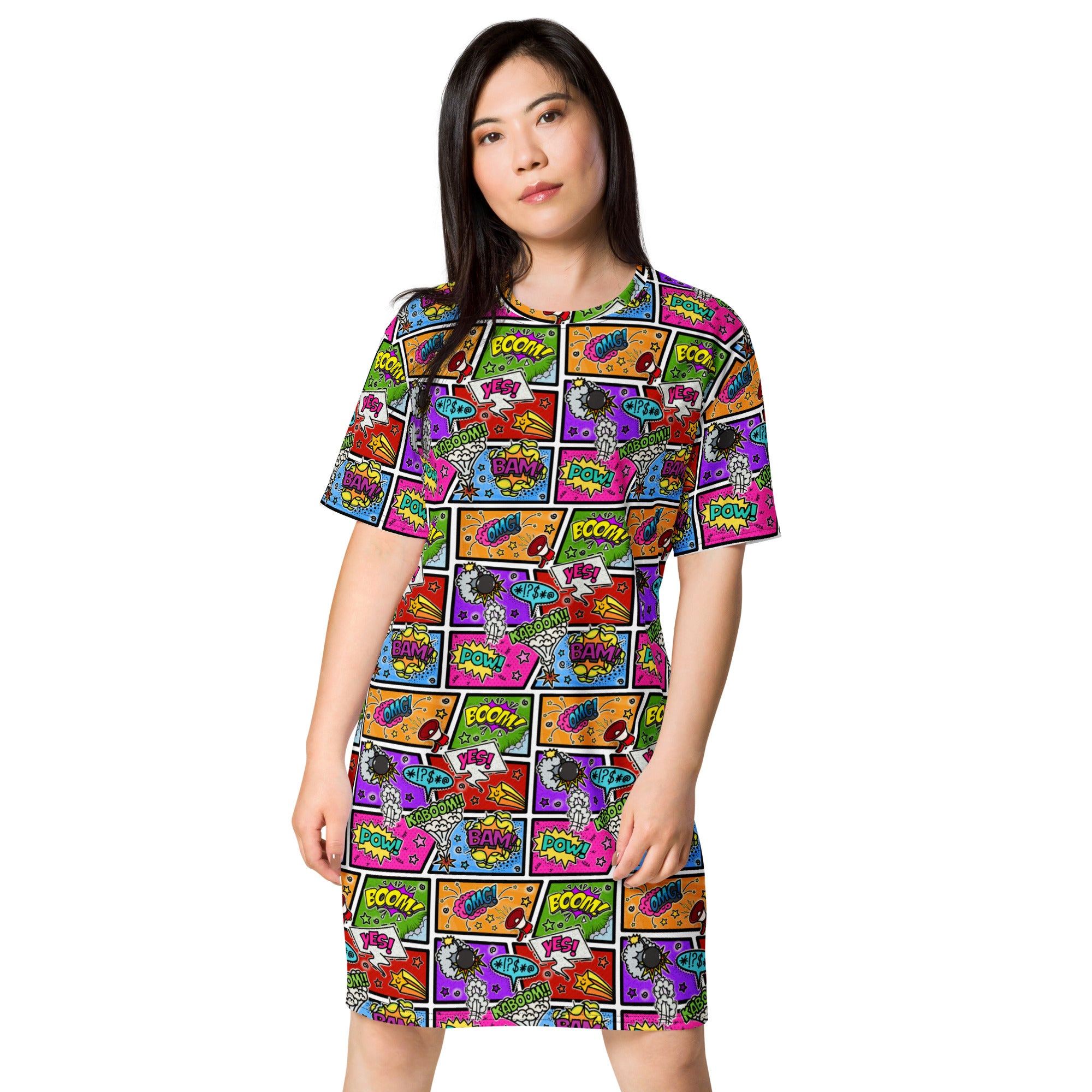 Unisex Multi-wear Tee Dress - 'Comic Chaos'
