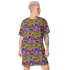 Unisex Multi-wear Tee Dress - 'Comic Chaos'