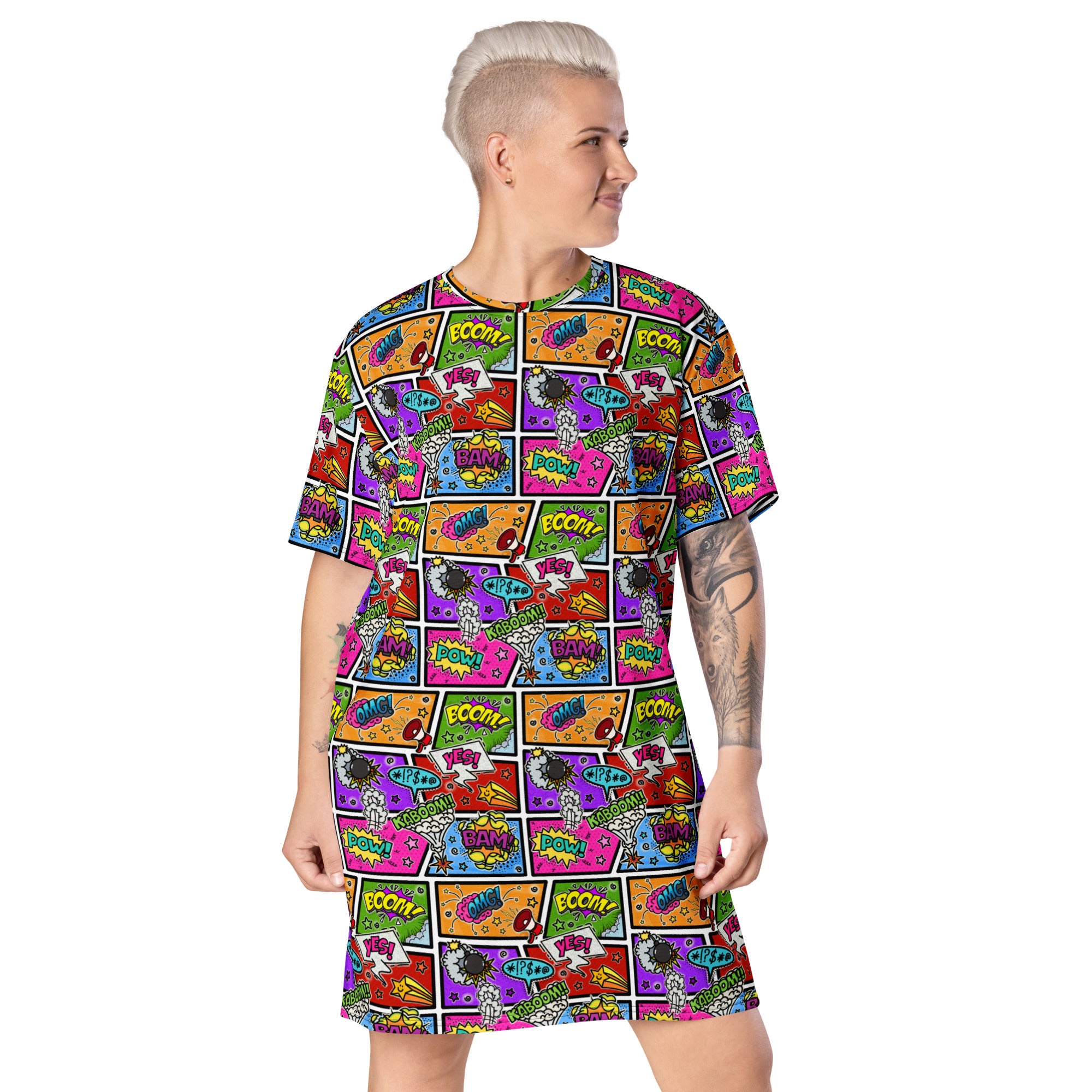 Unisex Multi-wear Tee Dress - 'Comic Chaos'