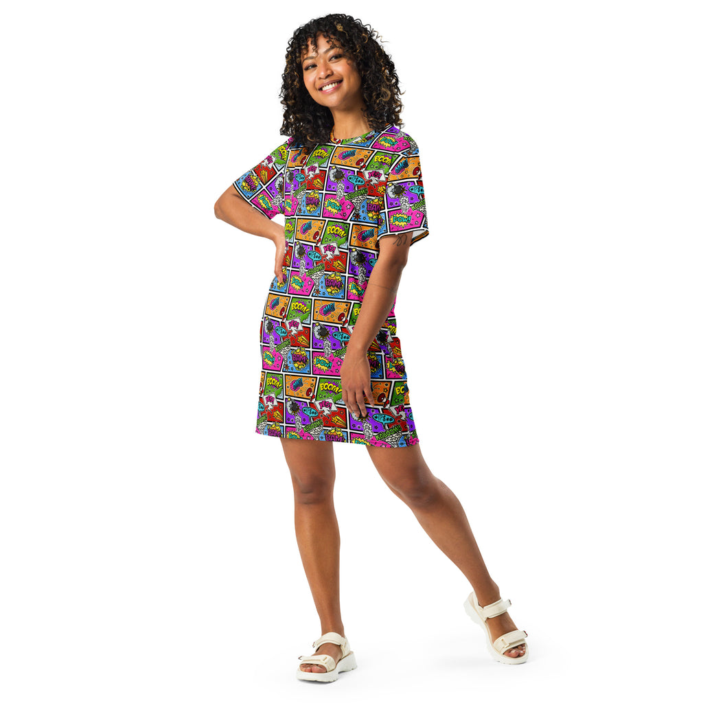Unisex Multi-wear Tee Dress - 'Comic Chaos'