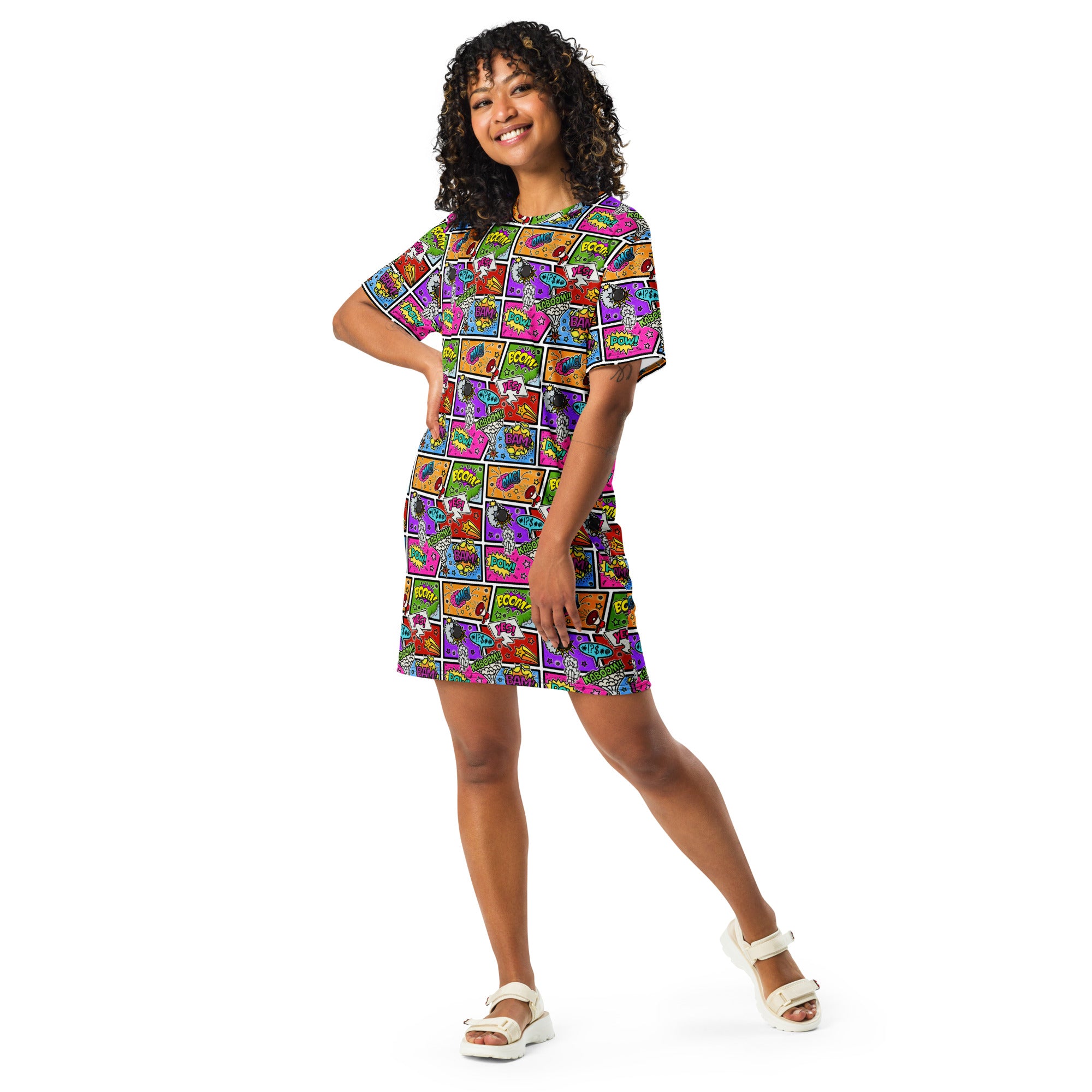 Unisex Multi-wear Tee Dress - 'Comic Chaos'