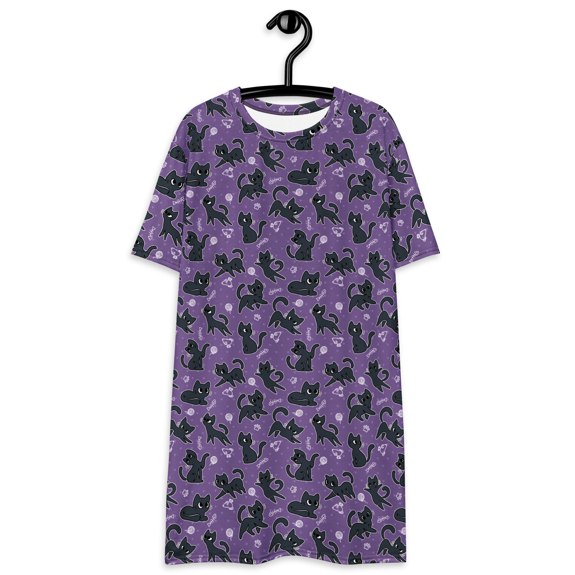 Unisex Multi-wear Tee Dress - 'Purrple Playtime'