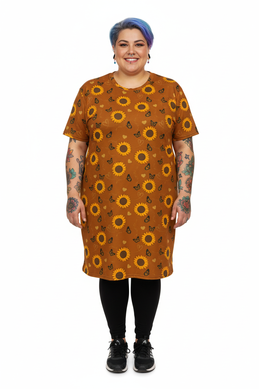 Unisex Multi-wear Tee Dress - 'Sunflower Sparkle'