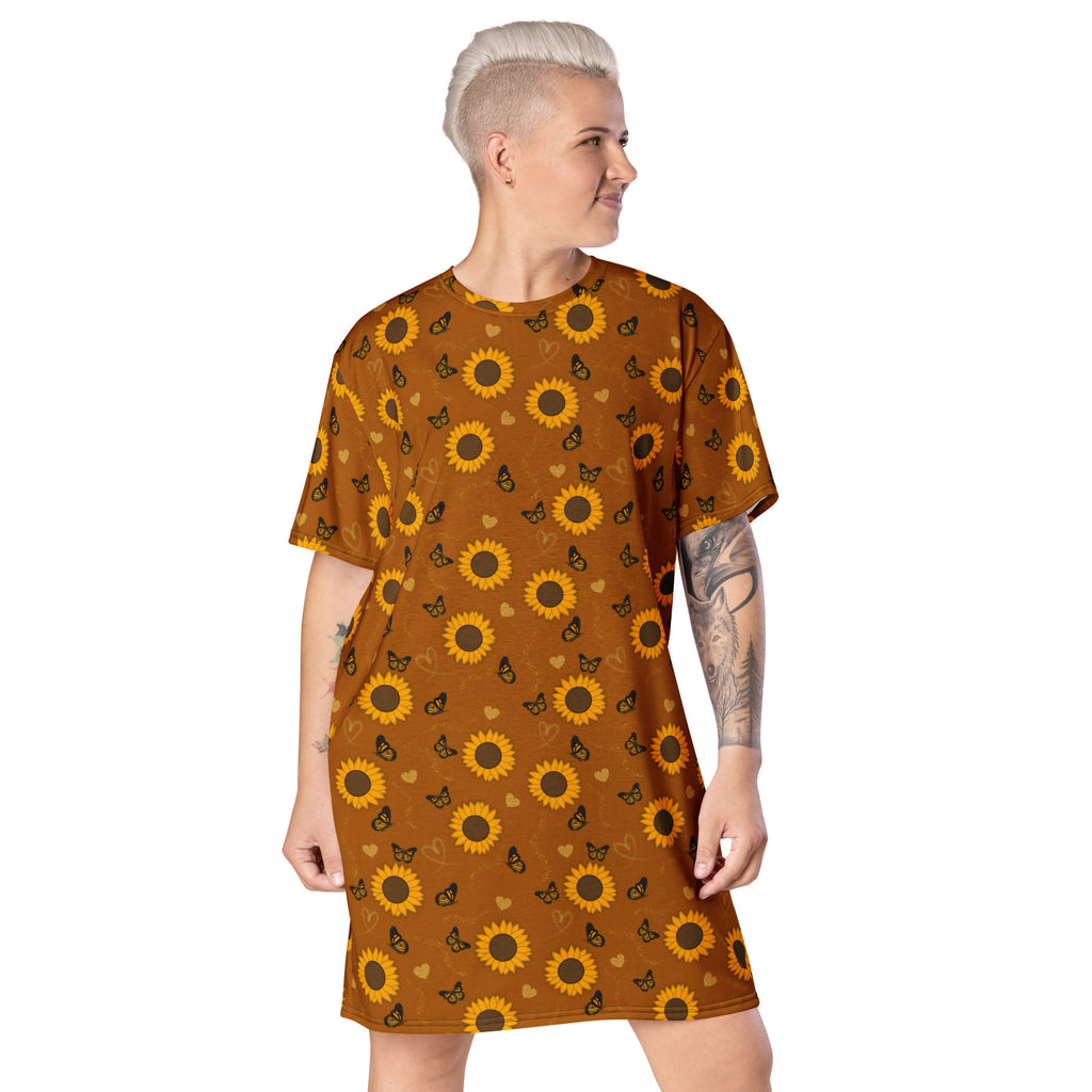 Unisex Multi-wear Tee Dress - 'Sunflower Sparkle'