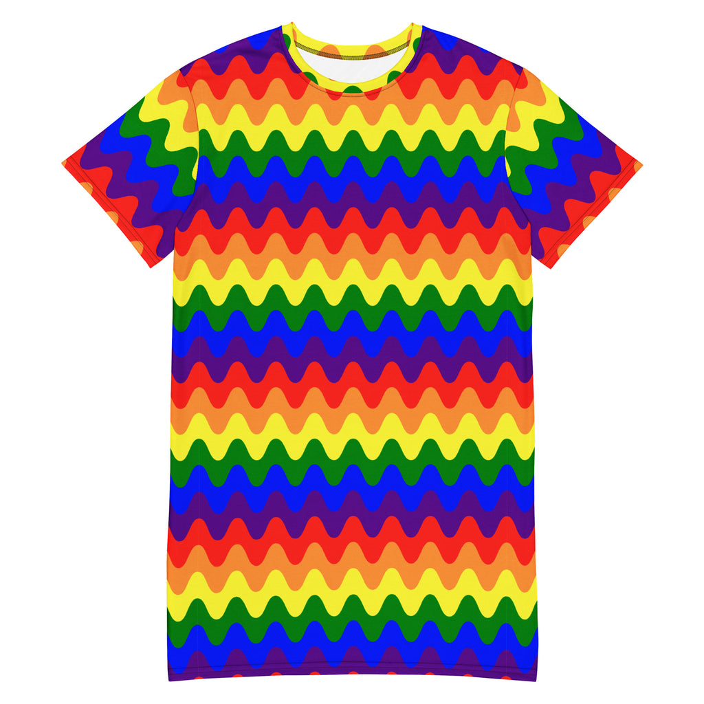 Unisex Multi-wear Tee Dress - 'Rainbow Waves'