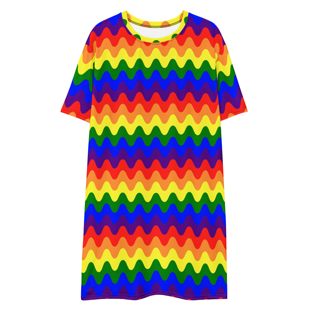 Unisex Multi-wear Tee Dress - 'Rainbow Waves' 6XL