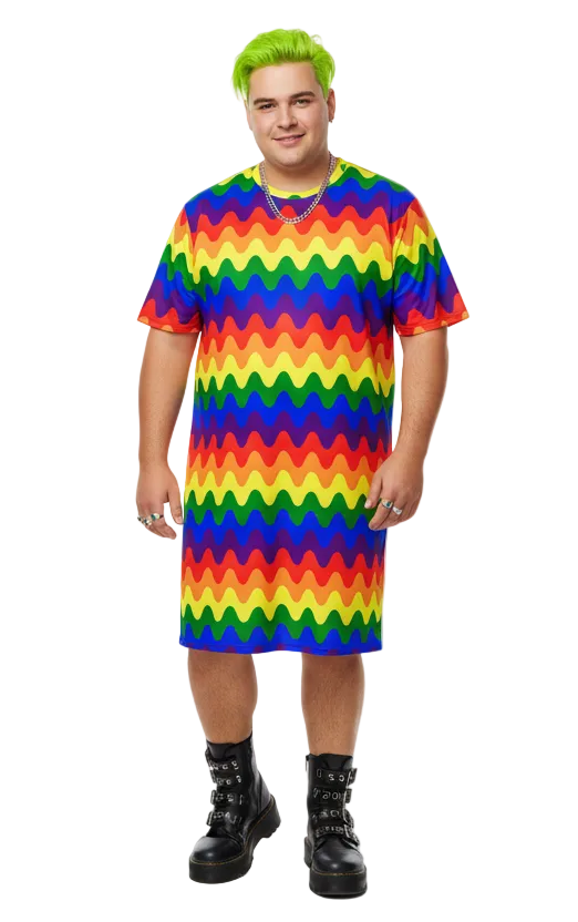 Unisex Multi-wear Tee Dress - 'Rainbow Waves'