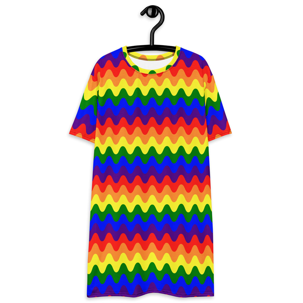 Unisex Multi-wear Tee Dress - 'Rainbow Waves'