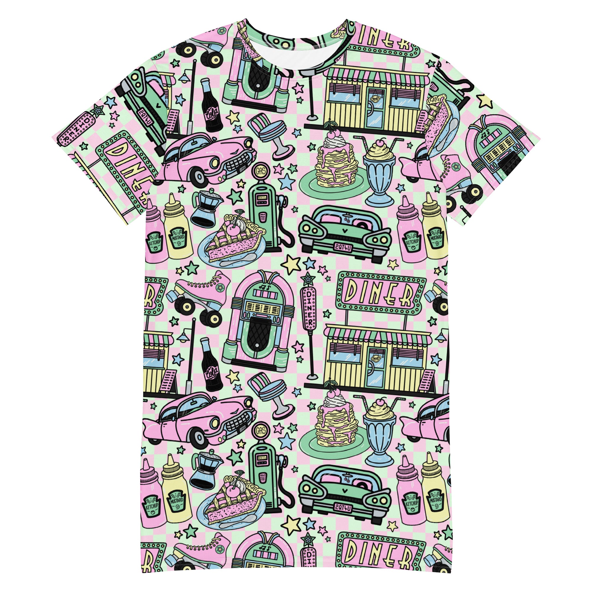 Unisex Multi-wear Tee Dress - 'Bubblegum Diner'