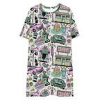 Unisex Multi-wear Tee Dress - 'Bubblegum Diner' 6XL