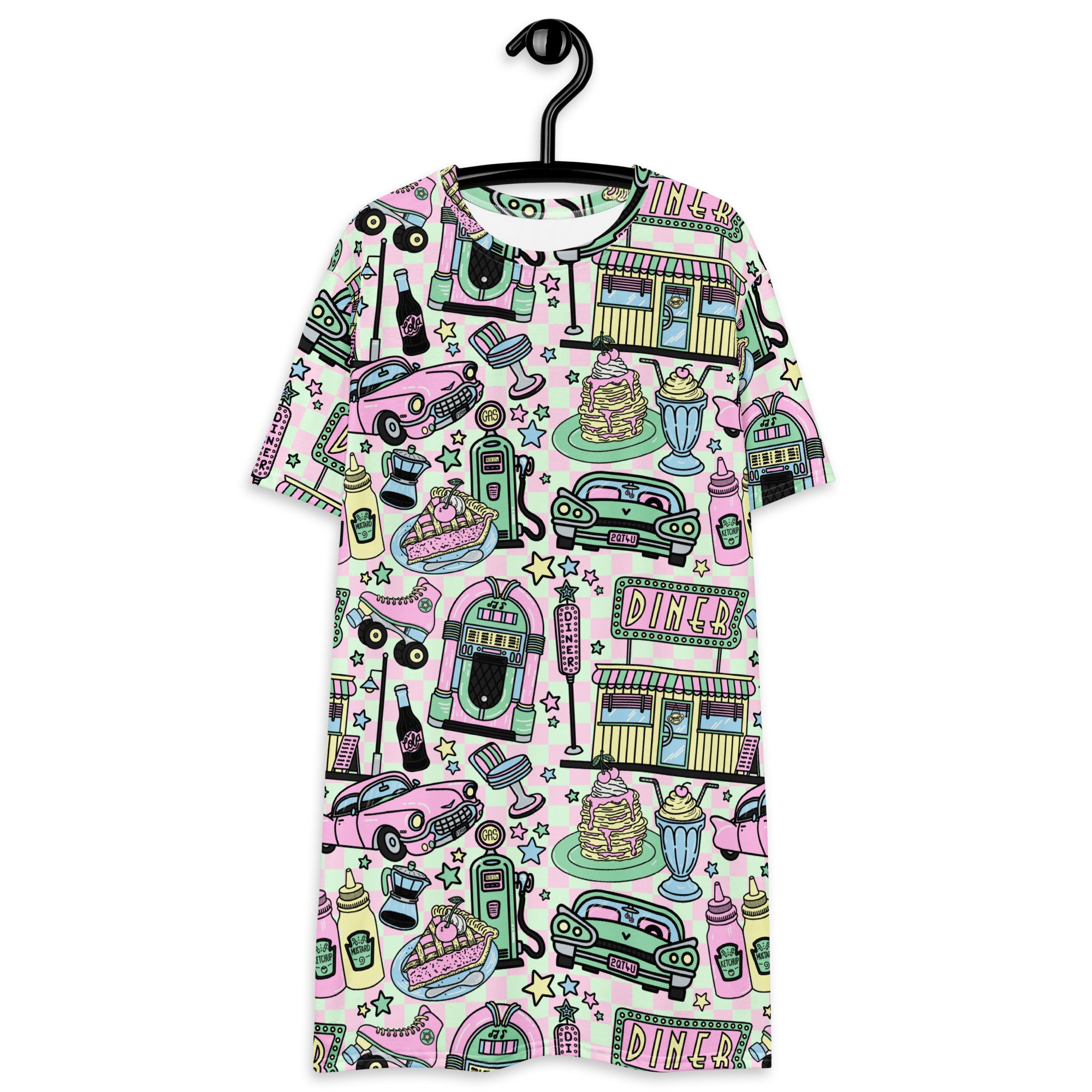 Unisex Multi-wear Tee Dress - 'Bubblegum Diner'