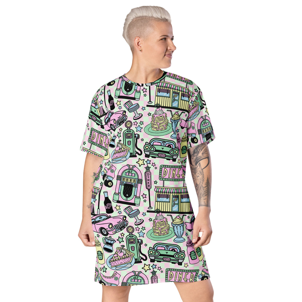 Unisex Multi-wear Tee Dress - 'Bubblegum Diner'