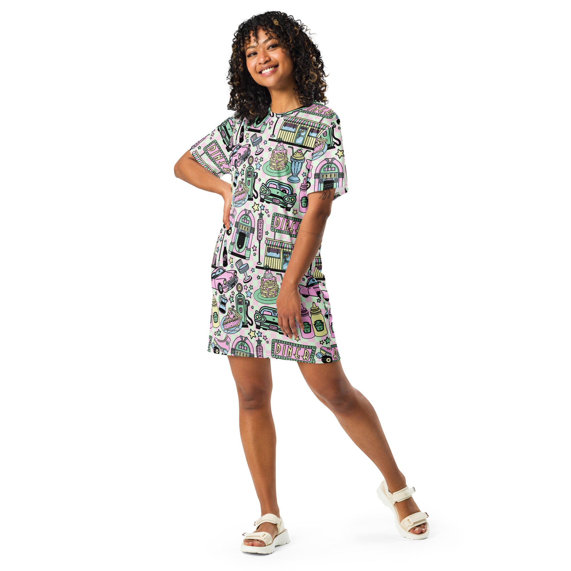 Unisex Multi-wear Tee Dress - 'Bubblegum Diner'